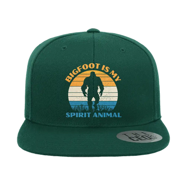 Bigfoot Is My Spirit Animal Embroidered Flat Bill Cap